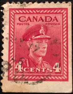 Stamp, King George VI in Military Uniform, Canada,  , Famous People, Headgear, Heads of State, Kings, Men, Royalty, Uniforms