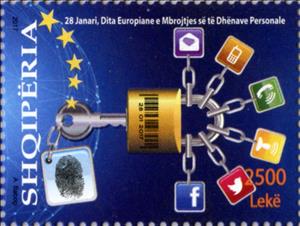 Stamp, The European Day of Personal Data Protection, Albania,  , Keys, Locks