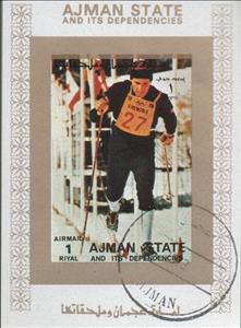 Stamp, Cross-Country Skiing, Ajman,  , Olympic Games