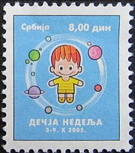 Stamp, Children's Week, Serbia and Montenegro,  , Children, Planets