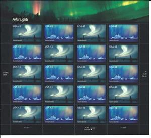 Mini Sheet, Polar Lights (Aurora Borealis), United States of America,  , Aurora Borealis