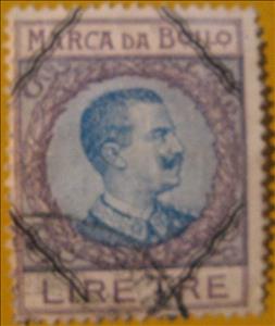 Revenue Stamp, Vittorio Emanuele III, Italy,  , Famous People, Heads of State, Kings, Men, Royalty