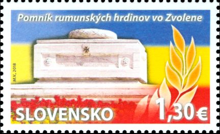 Stamp, Romanian Royal Army cemetery in Zvolen, Slovakia,  , Flags, Joint Issues, Monuments