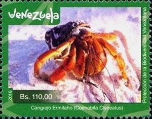 Stamp, Coenobita clypeatus, Venezuela,  , Animals (Fauna), Crustaceans, Environment Protection, Sea Life