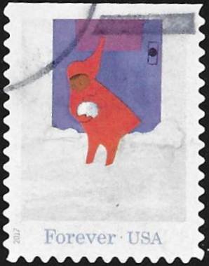 Stamp, Peter Making Snowball, United States of America,  , Children's Play, Christmas, Snow, Winter