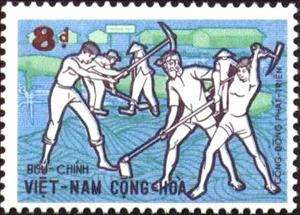 Stamp, Workers, Vietnam, South,  , Tools