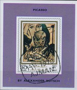 Souvenir Sheet, Pablo Picasso (1954), painting by Alexander Rutsch, Ajman,  , Painters, Paintings