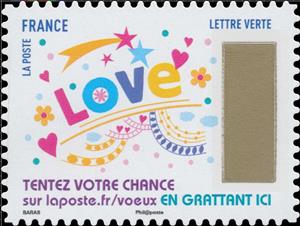 Stamp, Timbre à gratter, France,  , Greetings, Love