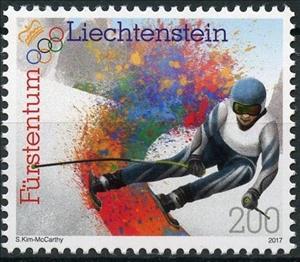 Stamp, Alpine Skiing, Liechtenstein,  , Olympic Games, Skiing, Sports, Winter Sports