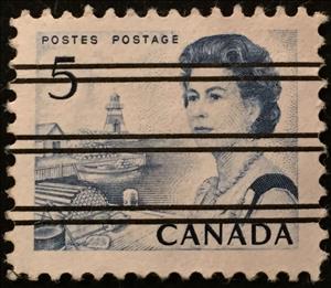 Stamp, QE II, fishing port on the Atlantic coast, Canada,  , Famous People, Heads of State, Lighthouses, Ports, Queens, Royalty, Women
