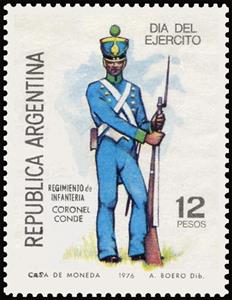 Stamp, Regiment 7 "Coronel Conde", Argentina,  , Army, Uniforms