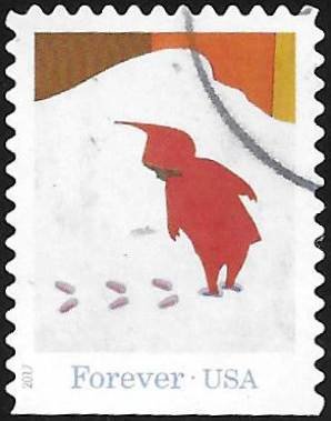 Stamp, Peter Leaving Footprints in Snow, United States of America,  , Children's Play, Christmas, Snow, Winter