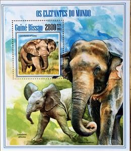 Souvenir Sheet, Elephants, Guinea-Bissau,  , Animals (Fauna), Elephants, Mammals