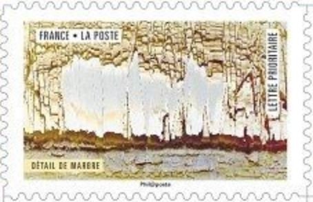 Stamp, Marble detail, France,  , Minerals