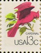 Stamp, Northern Cardinal (Cardinalis cardinalis), United States of America,  , Birds, Animals (Fauna)
