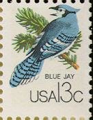 Stamp, Blue Jay (Cyanaocitta cristata), United States of America,  , Birds, Animals (Fauna)