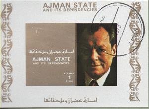 Souvenir Sheet, Willy Brandt (1913-1992), German President, Ajman,  