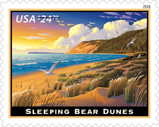 Expedited Post Stamps 2018 : Sleeping Bear Dunes, Empire, MI