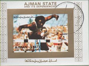 Souvenir Sheet, Hurdling, Ajman,  , Athletes, Athletics, Olympic Games