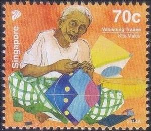Stamp, Kite maker, Singapore,  , Crafts, Kites, Professions, Trade, Traditions