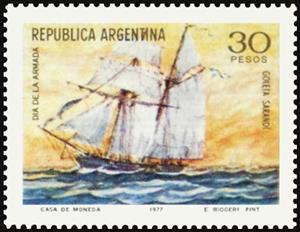 Stamp, Shooner "Sarandi", Argentina,  , Sailing Ships, Ships