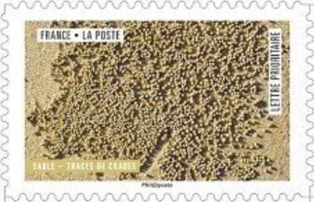 Stamp, Sand - Traces of crabs, France,  