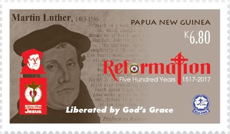Stamp, Martin Luther 1483-1586, Papua New Guinea,  , Anniversaries and Jubilees, Famous People, Religion