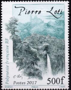 Stamp, Pierre Loti, Author, French Polynesia,  , Landscapes, Waterfalls