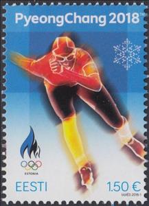 Stamp, 2018 Winter Olympics, PyeongChang, South Korea, Estonia,  , Olympic Games, Speed Skating, Sports
