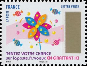 Stamp, Timbre à gratter, France,  , Greetings