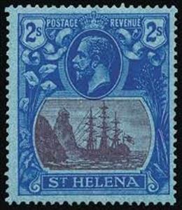 Stamp, Badge of the Colony, Saint Helena,  , Crowns and Coronets, Famous People, Heads of State, Kings, Landscapes, Royalty, Sailing Ships, Ships