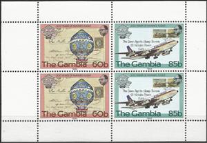 Booklet Pane, Montgolfier Balloon, British Caledonian Airlines Aircraft, Gambia,  , Air Balloons, Aircraft, Airlines, Anniversaries and Jubilees, Aviation