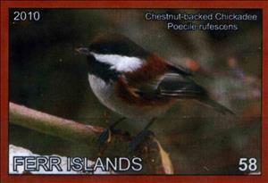 Stamp, Chestnut-backed Chickadee Poecile rufescens, Cinderellas,  , Animals (Fauna), Birds