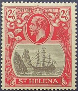 Stamp, Badge of the Colony, Saint Helena,  , Crowns and Coronets, Famous People, Heads of State, Kings, Landscapes, Royalty, Sailing Ships, Ships