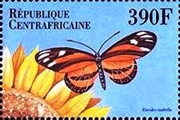 Stamp, Eucides isabella, Central African Republic,  , Animals (Fauna), Butterflies, Insects