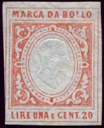 Revenue Stamp, King Victor Emanuel II, Italy,  , Famous People, Heads of State, Kings, Men, Royalty