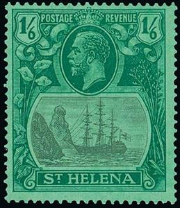 Stamp, Badge of the Colony, Saint Helena,  , Crowns and Coronets, Famous People, Heads of State, Kings, Landscapes, Royalty, Sailing Ships, Ships
