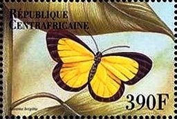 Stamp, Eurema brigitta, Central African Republic,  , Animals (Fauna), Butterflies, Insects