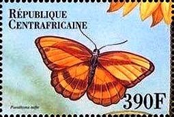 Stamp, Parathyma nefte, Central African Republic,  , Animals (Fauna), Butterflies, Insects