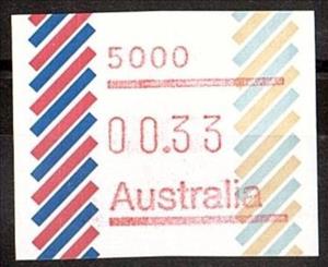 Stamp, ATM Stamp - Design 1 "Barred Edge" Second Issue, Australia,  