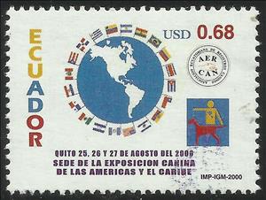 Stamp, Americas and Caribbean Dog Show, Ecuador,  , Maps