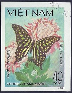 Stamp, Tailed Jay (Zetides agamemnon), Vietnam,  , Animals (Fauna), Butterflies, Insects