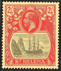 Stamp, Badge of the Colony, Saint Helena,  , Crowns and Coronets, Famous People, Heads of State, Kings, Landscapes, Men, Royalty, Sailing Ships