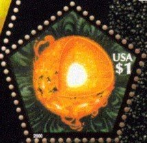 Stamp, Exploring the Solar System:Cross-section of Sun, United States of America,  
