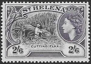 Stamp, Cutting flax, Saint Helena,  , Agriculture, Crowns and Coronets, Famous People, Heads of State, Queens, Royalty