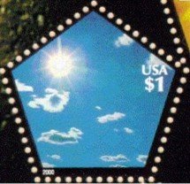 Stamp, Exploring the Solar System:Sun and clouds, United States of America,  