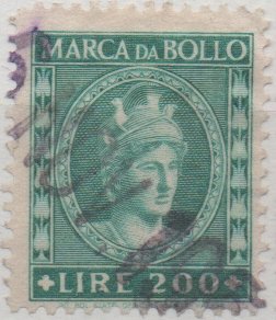 Revenue Stamp, Italy helmeted, Italy,  