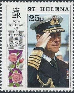 Stamp, 70th birthday of Prince Philip, Saint Helena,  , Princes