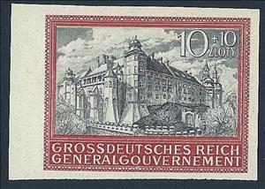 Stamp, Castle Krakau, Germany, General Government,  , Buildings, Castles
