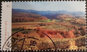Stamp, Baden Wine Street, Germany, Federal Republic,  , Landscapes, Mountains, Trees